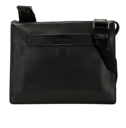 Logo Messenger, &pound;450, Handbags, Black, Leather, Front view